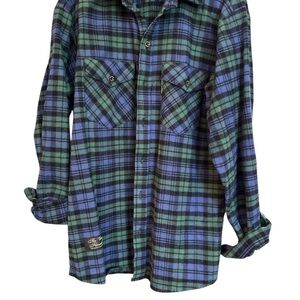 Casual Button Down Shirt in Blue and Green